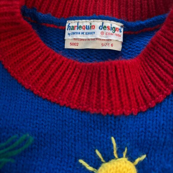 Vintage Harlequin Designs Dinosaur Embroidery Kids Sweater - Picture 4 of 6